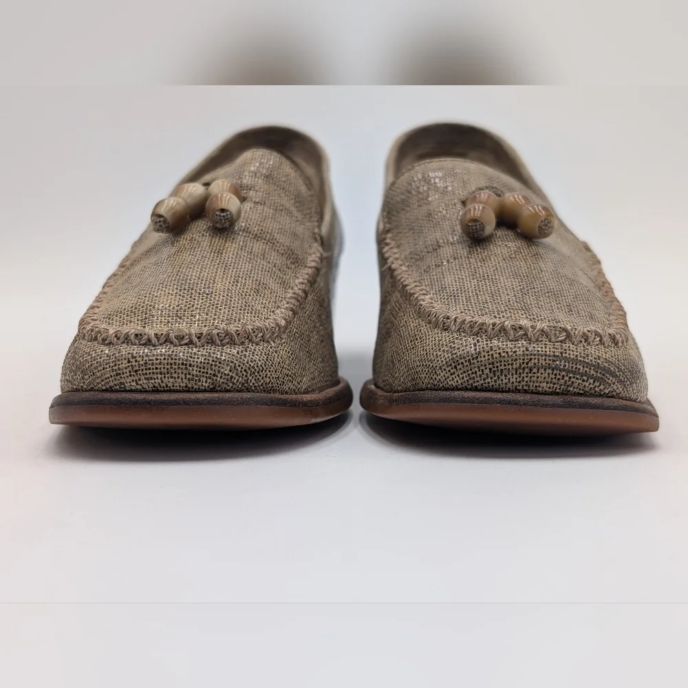 Stuart Weitzman Taube Woven Loafer Size 8.5 Wooden Beads Block Heel Square Toe - Picture 10 of 16